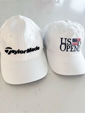 GOLF Hats Set Of 2, White Taylormade & U.S. Open Adjustable One Size
